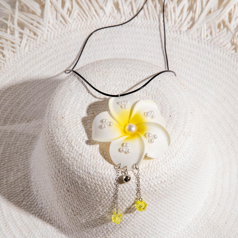 Шнуровка Бабочка Орхидея Ключица Цепочка Шнуровка Корейский Стиль Чокер Цветок Ожерелье Фотография жёлтый