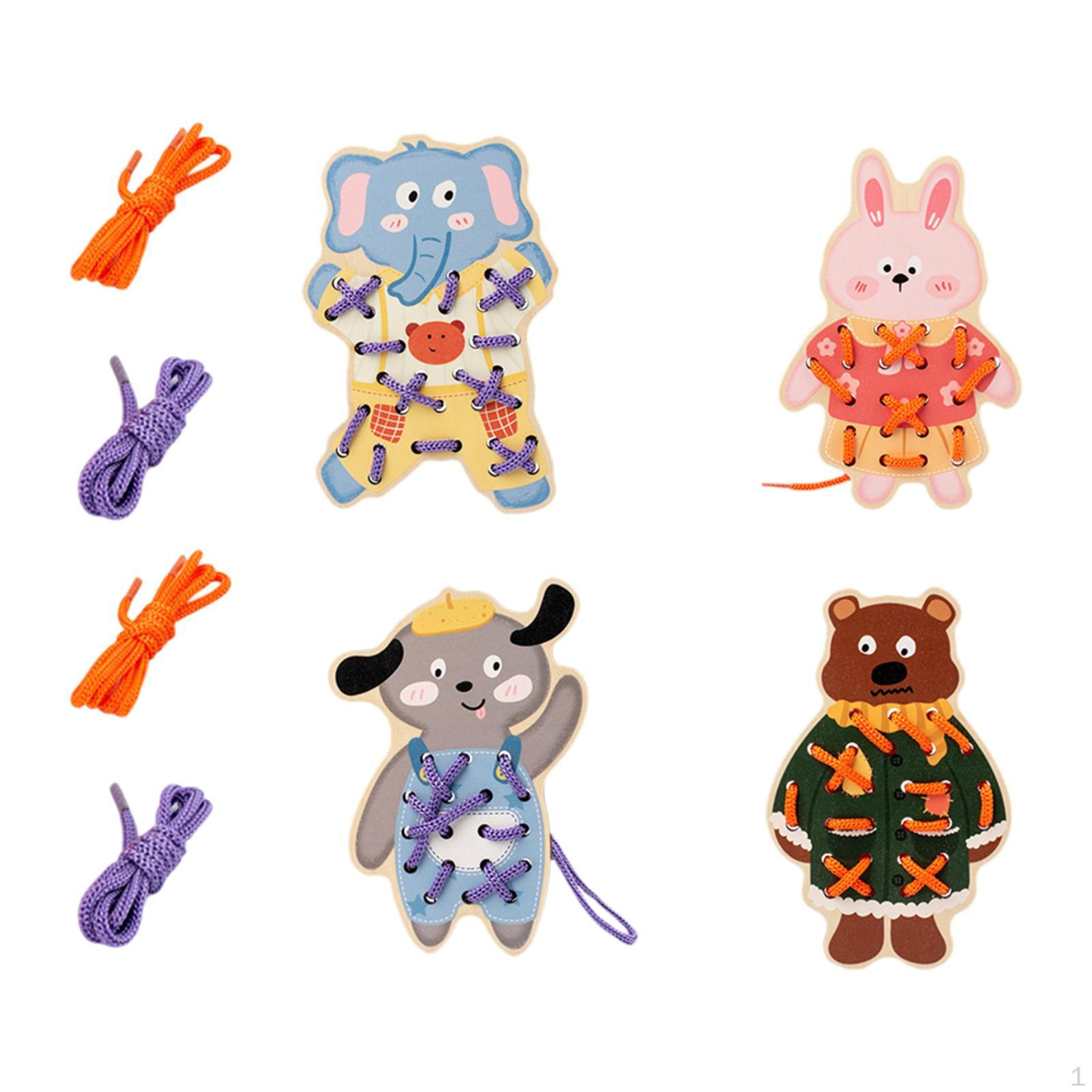 Игрушка-шнуровка в стиле Монтессори для детей, идеальная шнуровка и обучение Animals