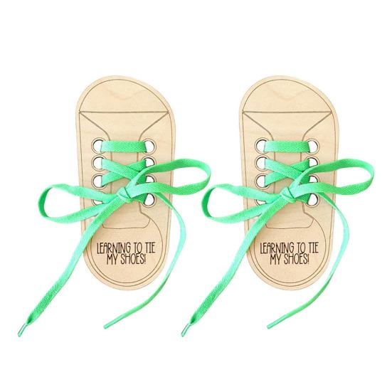 2 шт. деревянная шнуровка тренировочная доска для завязывания шнурков образовательная шнуровка зелёный