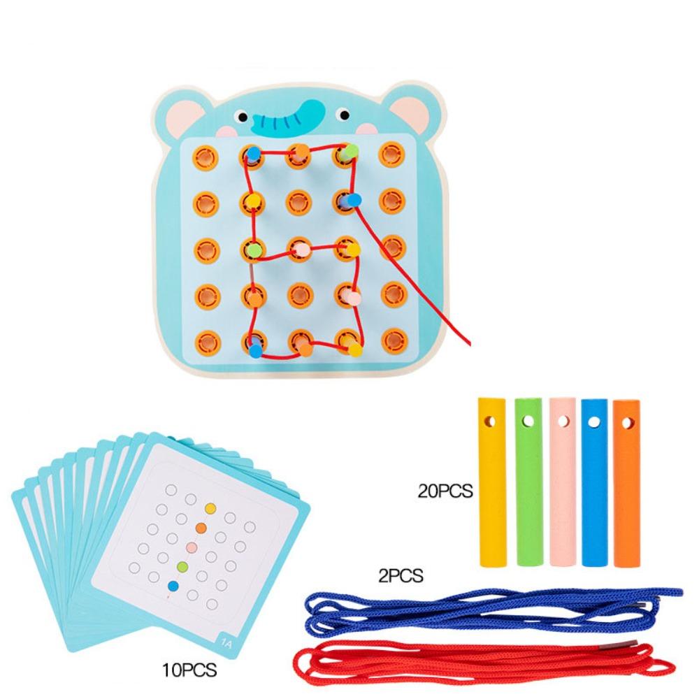 Монтессори Активность Деревянная Шнуровка Игрушка Детская Игра Шнуровка Веревкой Развитие Мелкой Моторики Elephant